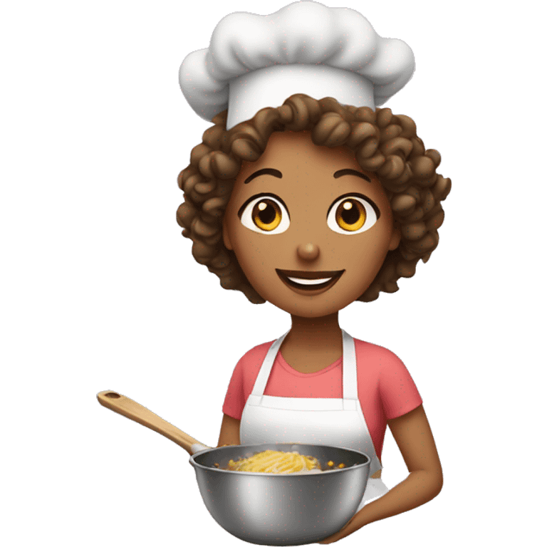 Curly woman cooking emoji