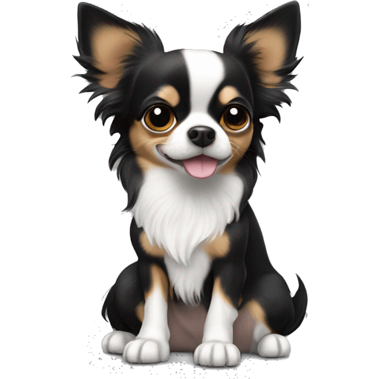 Black tri and Merle long haired chihuahua emoji