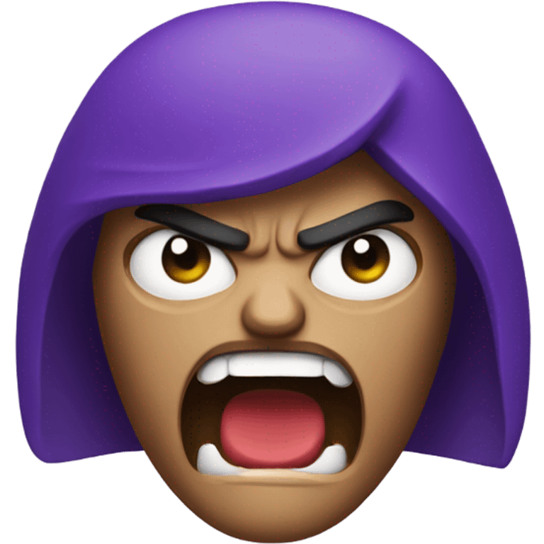 Angry face holding purple gun emoji