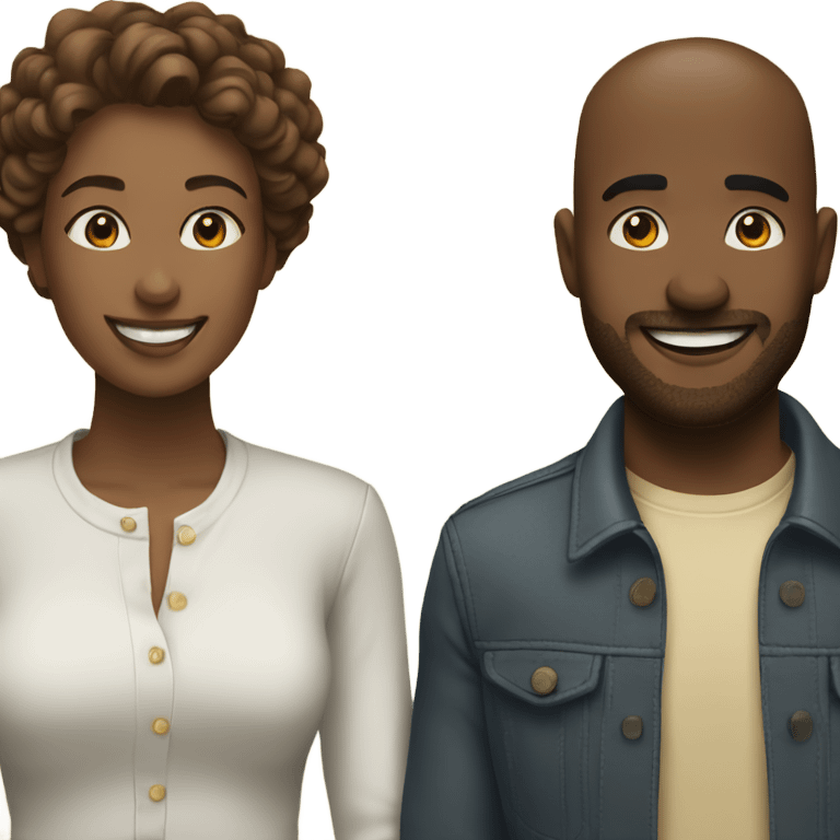 Couple smiling together in style emoji