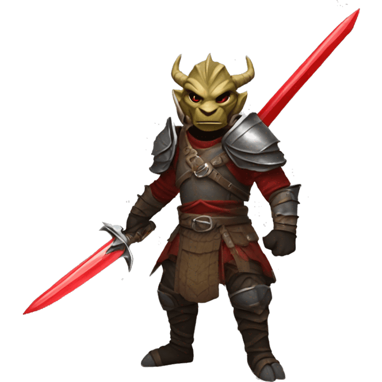 Dragonborn fighter with twin swords  with red blades  emoji