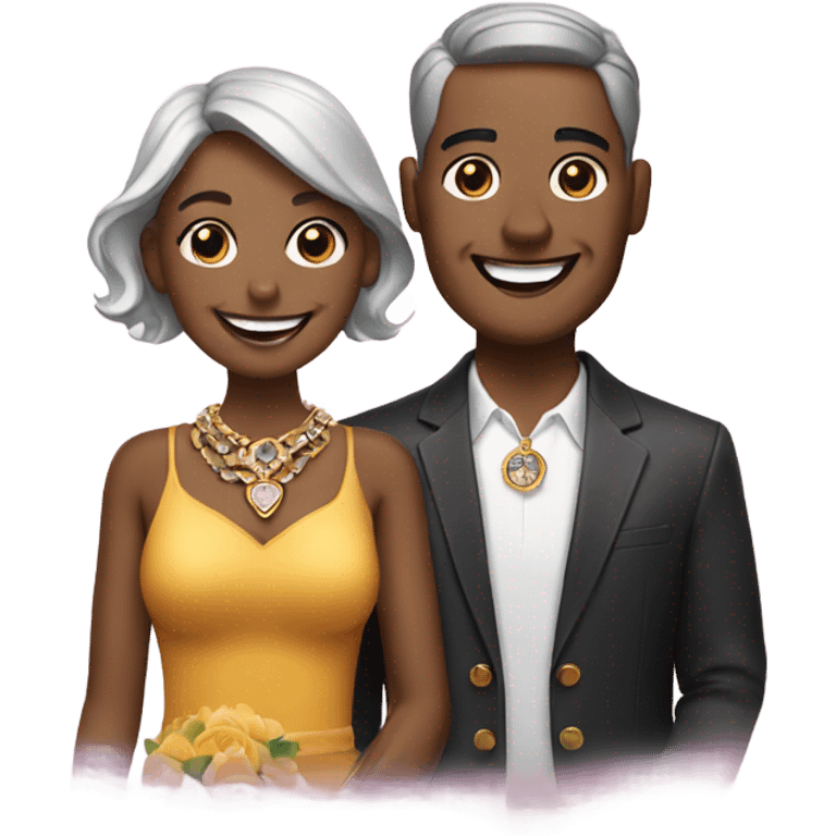 smiling couple with jewelry dog emoji