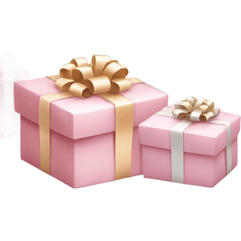 Light pink Christmas gifts under a white Christmas tree  emoji