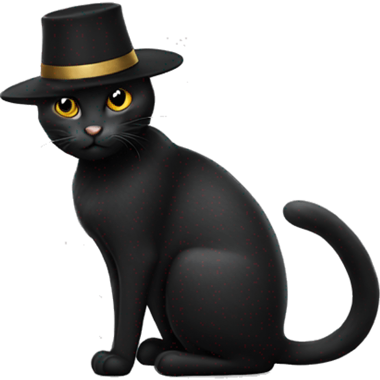 Black cat with hat emoji