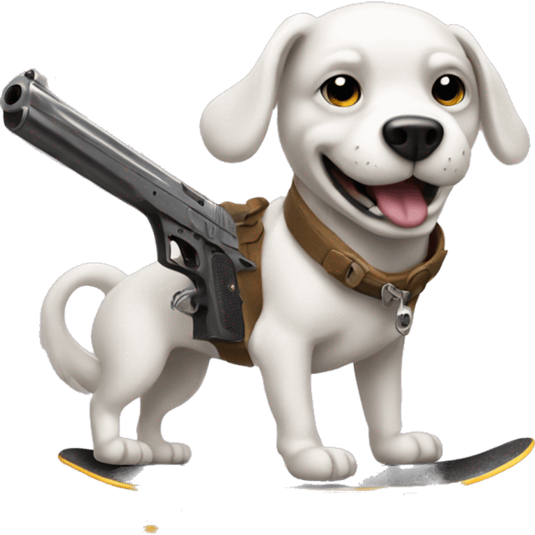 Dog with the gun on skate emoji