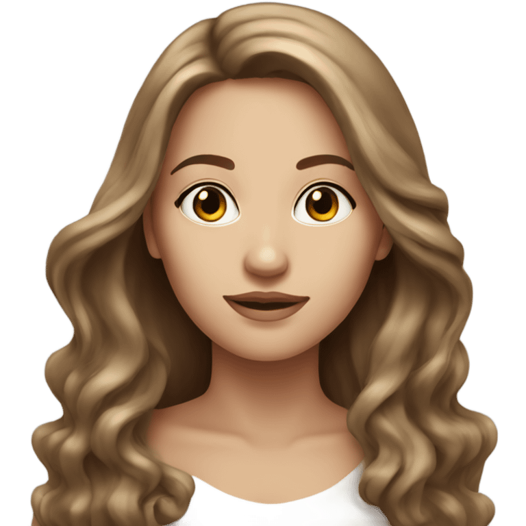 stunning beauty white woman, brown long hair emoji