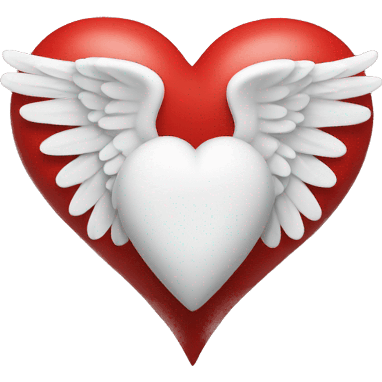 White heart with red wings around it  emoji