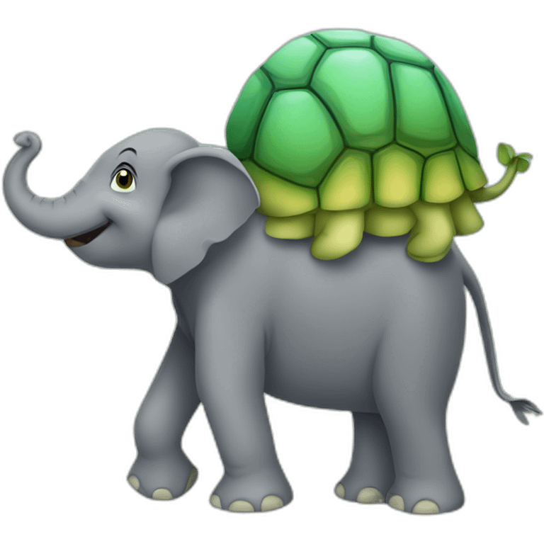 Une tortue sur un elephant emoji