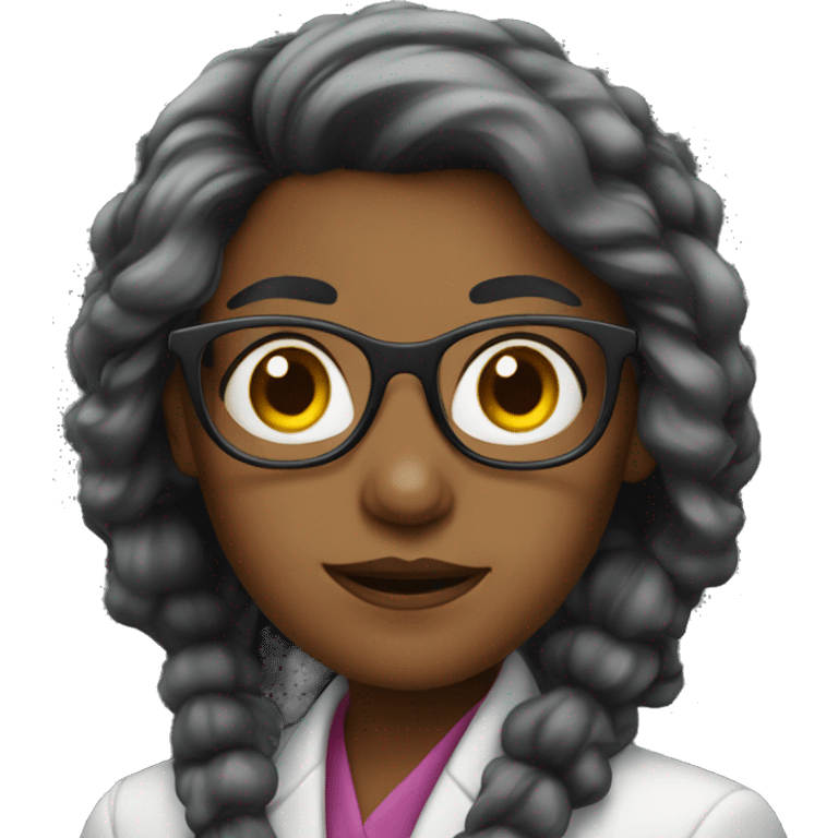 lady professor, black, colourful hair, 3 eye emoji