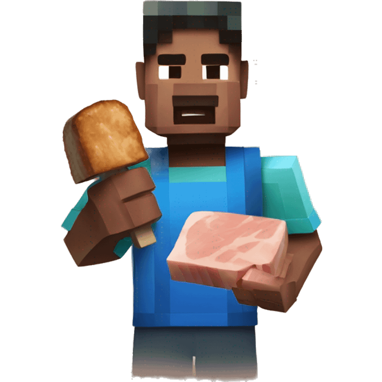 Minecraft Steve eating pork chops  emoji