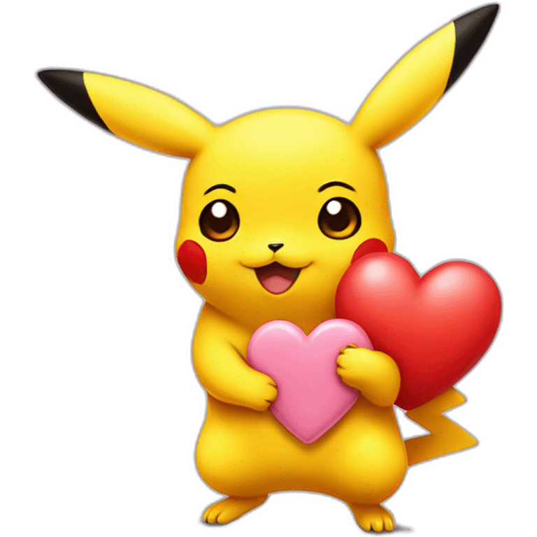 Pikachu with a heart in his paws emoji