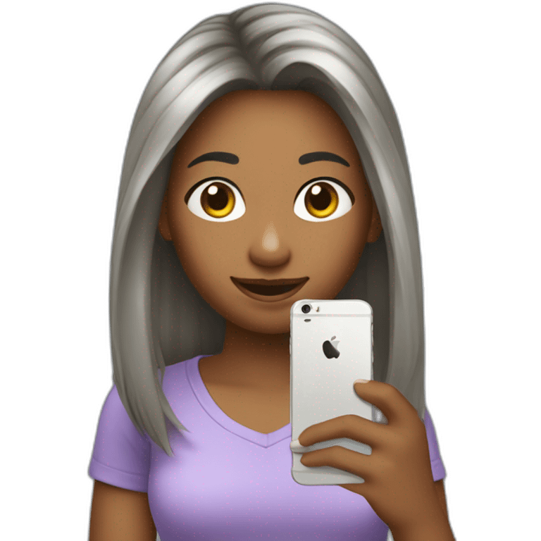 strigth hair withe skin girl playing with a cellphone emoji