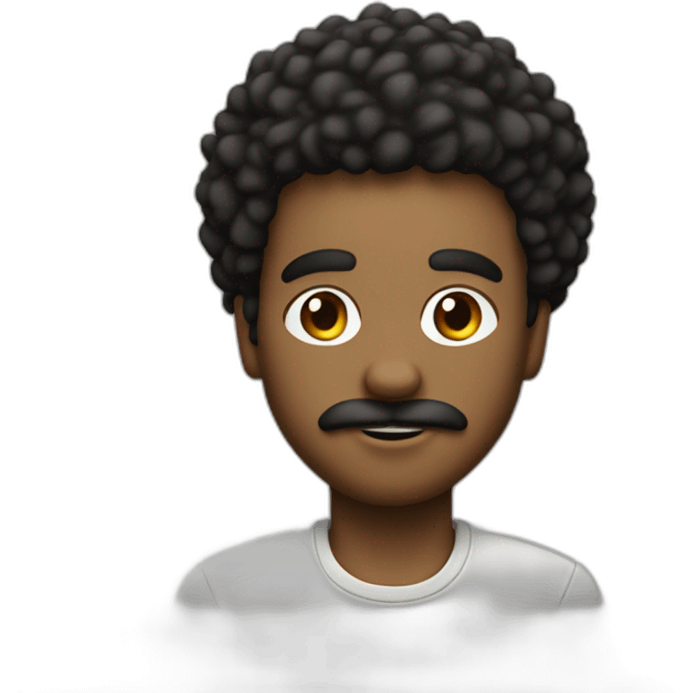 20 years black men with mini twisted afro and a small black moustache and goatee emoji