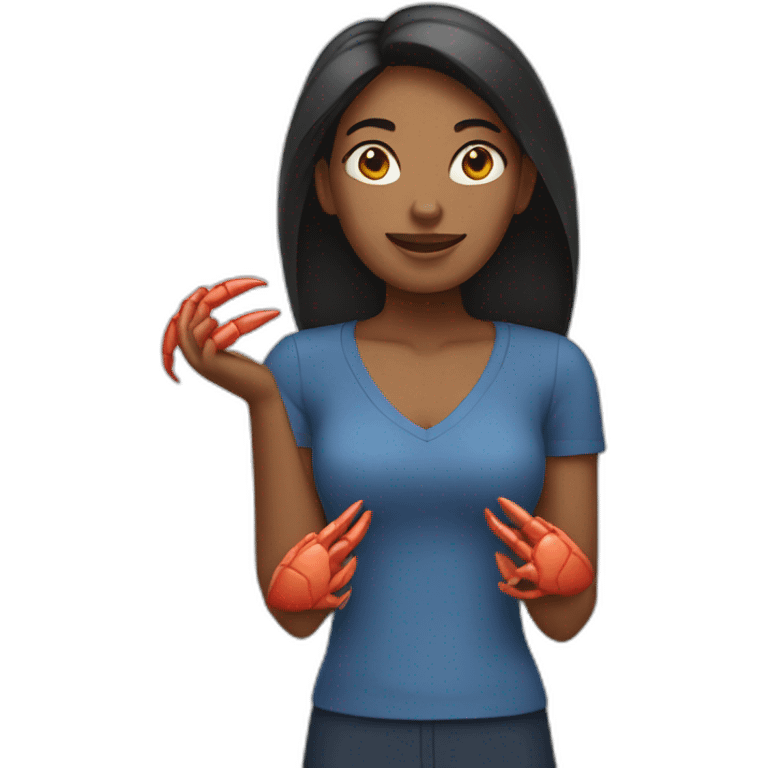 woman with crab hands emoji