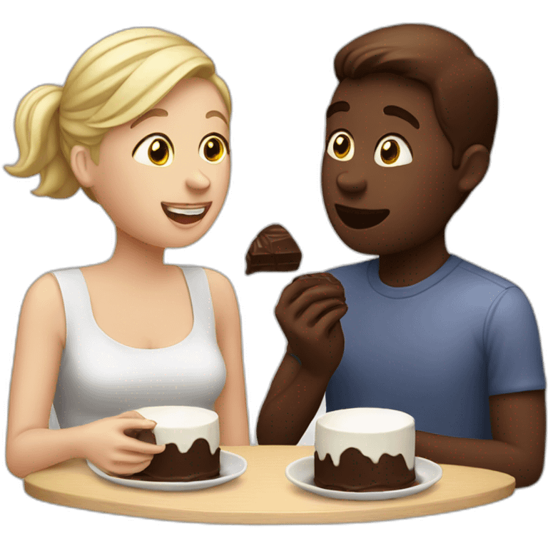 white couple eating chocolat emoji