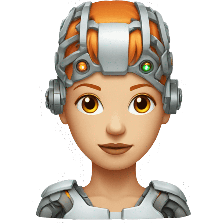 Head Female cyborg orange hair and circuits emoji