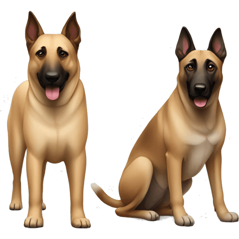 Walking two dogs. Belgian malinois and Anatolian shepherd emoji