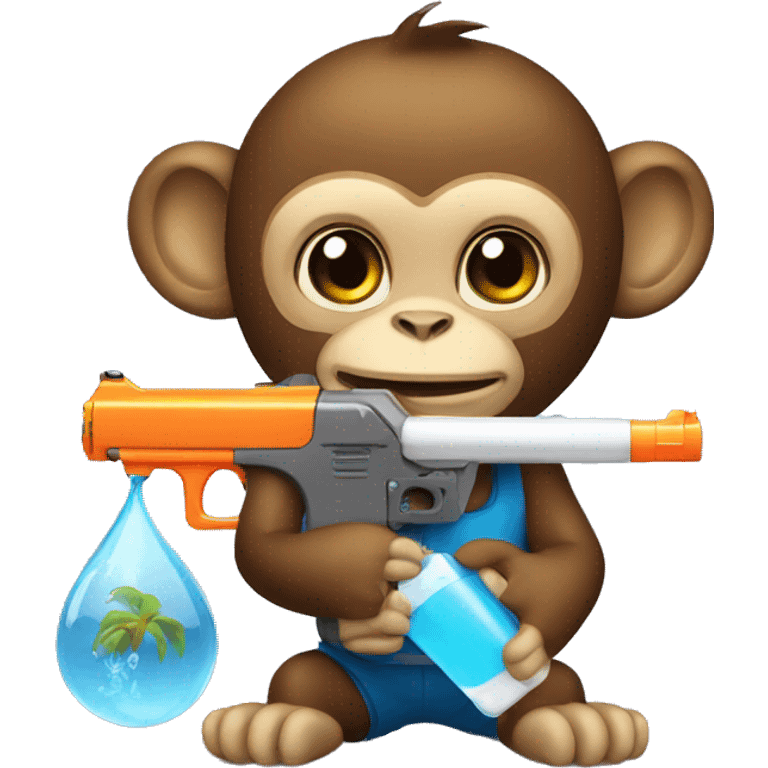 Monkey with water gun emoji