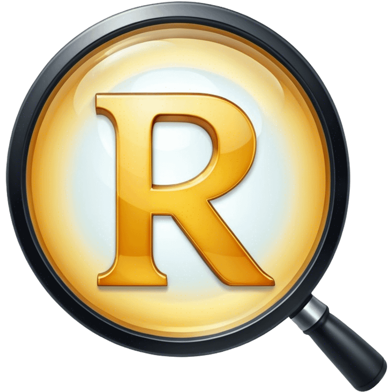 A "R" letter made its a part by magnifier emoji