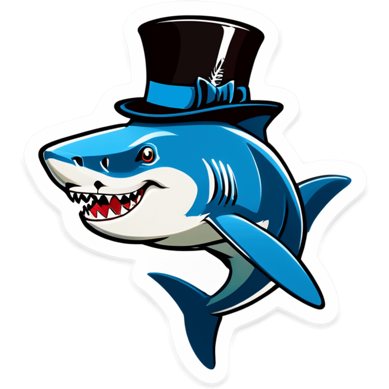 Shark with a top hat emoji