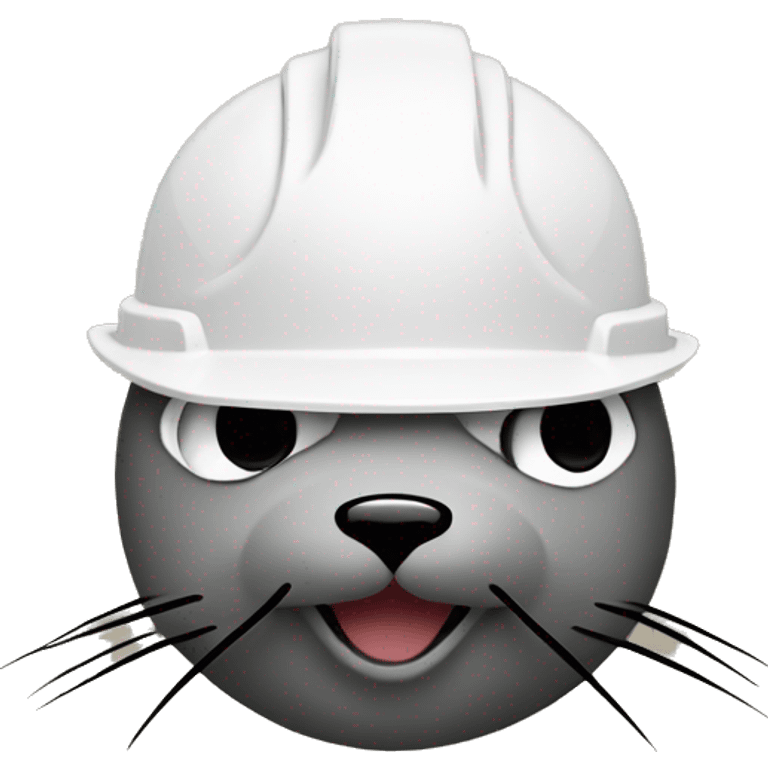 Seal with hard hat and chaiin wth symbol emoji