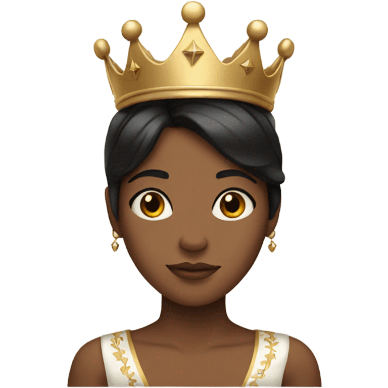 black hair. brown skin girl. with crown emoji