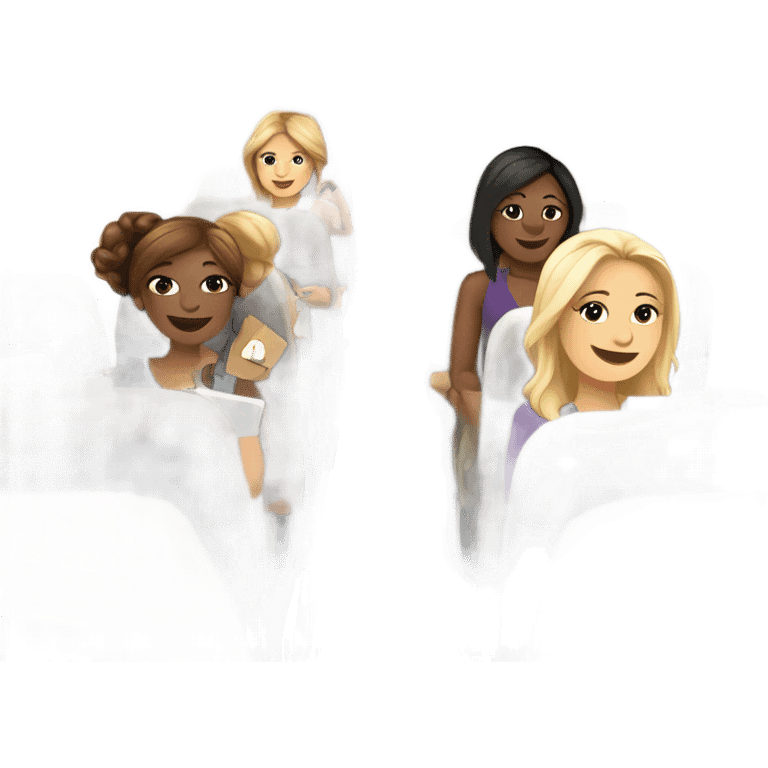 Group of Caucasian women on a airplane  emoji