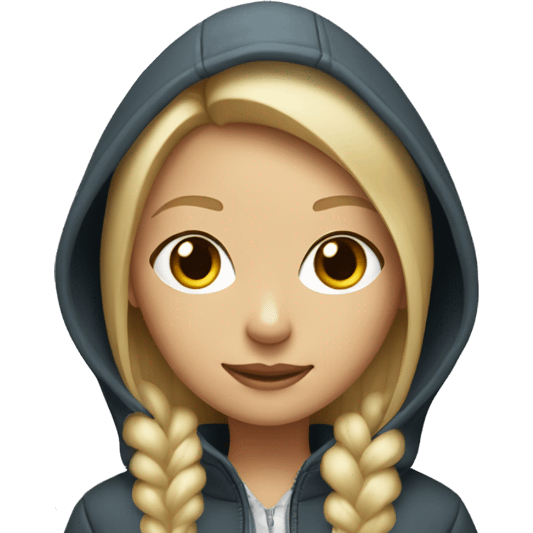 Blonde girl with straight hair in hooded fur jacket  emoji