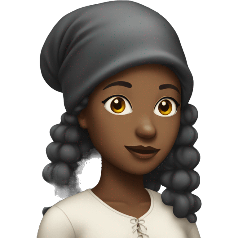 Black girl with bonnet on her head  emoji