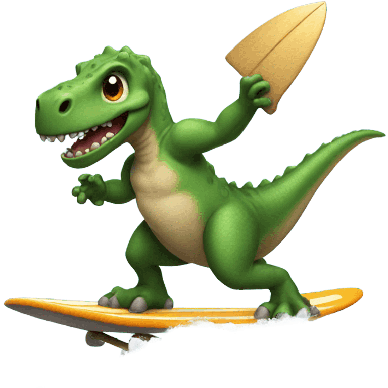 Dino surfing emoji