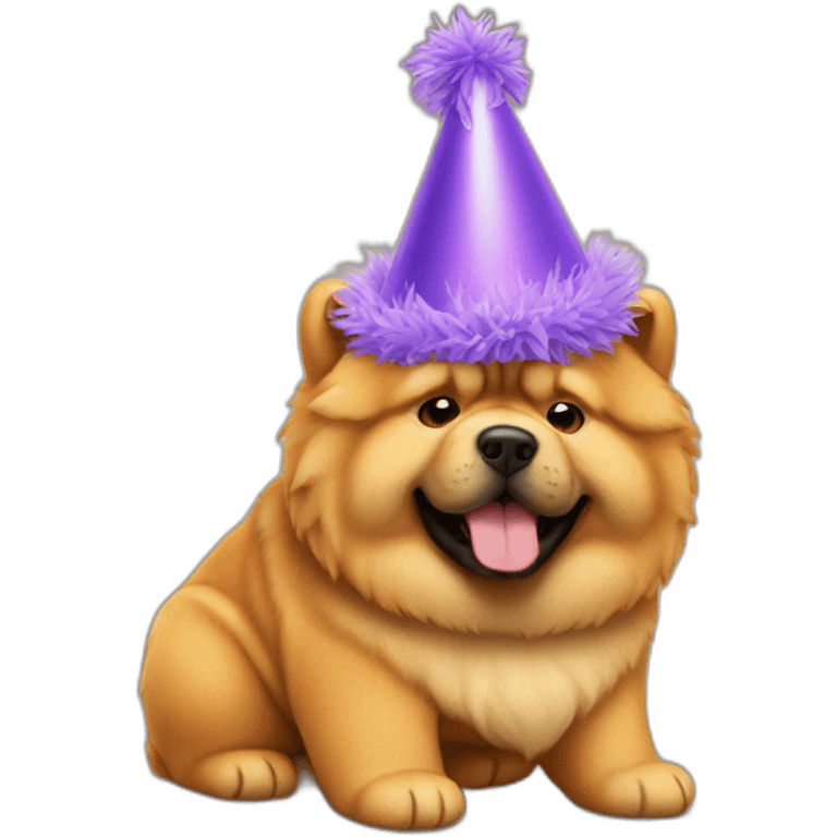 chow chow party hat full body emoji