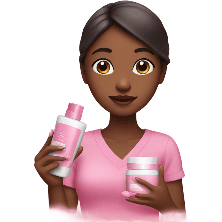 Girl doing her pink skincare  emoji