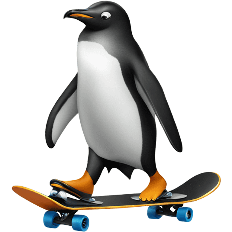 Penguin skate boarding emoji