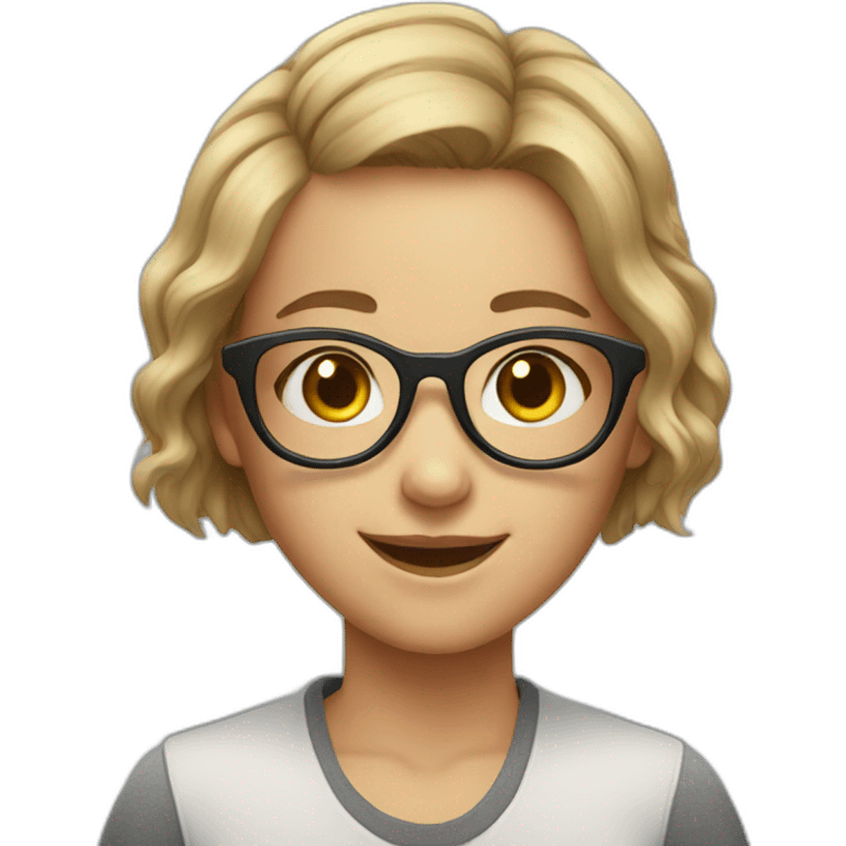 happy glasses short hair girl portrait emoji