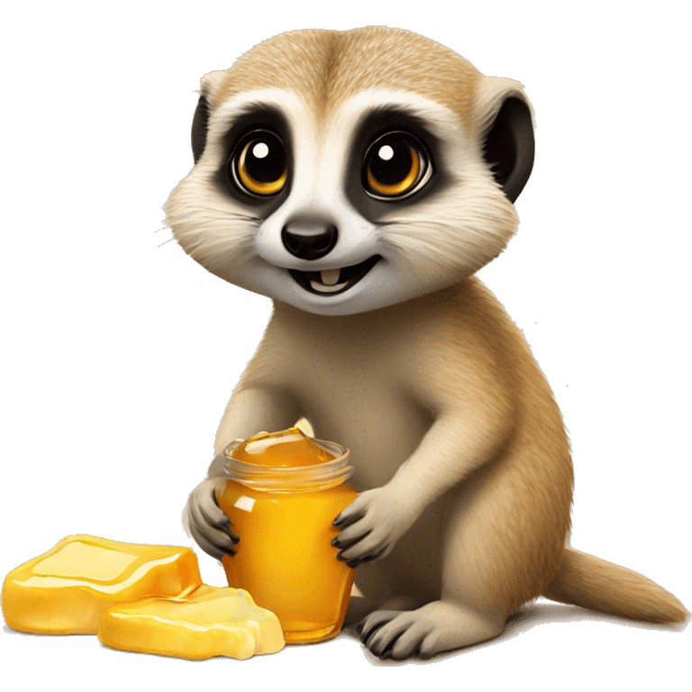 Cute meerkat eating honey emoji