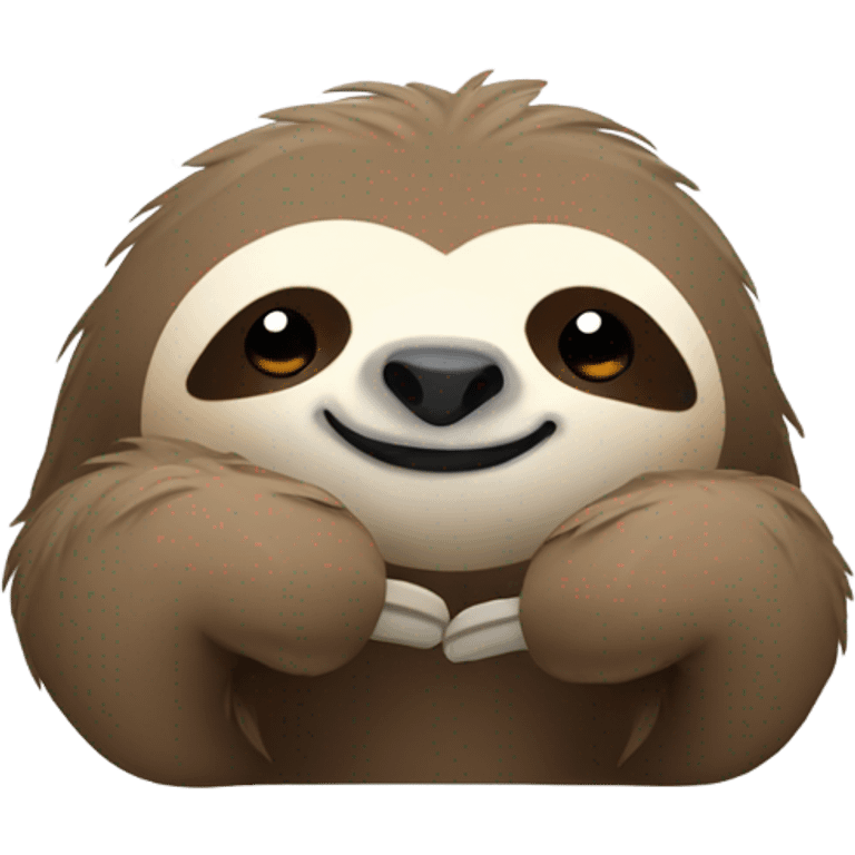 sloth lies face down and shows thumbs up emoji