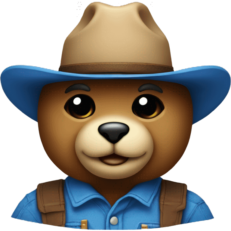 Teddy bear with a blue cowboy hat emoji