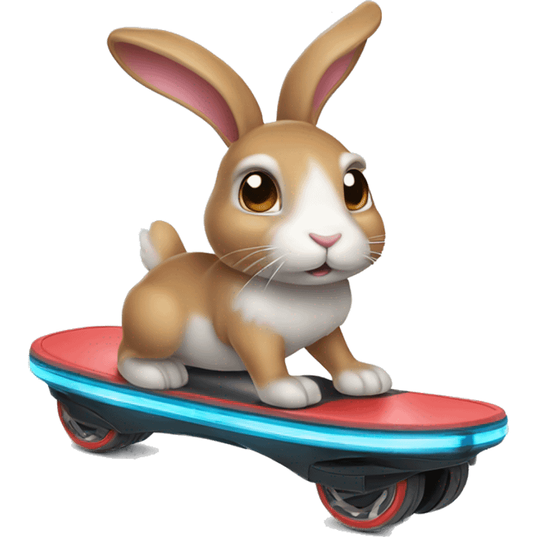 Bunny riding a hoverboard  emoji