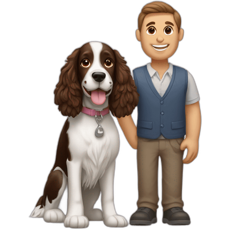 Springer spaniel with man and woman emoji