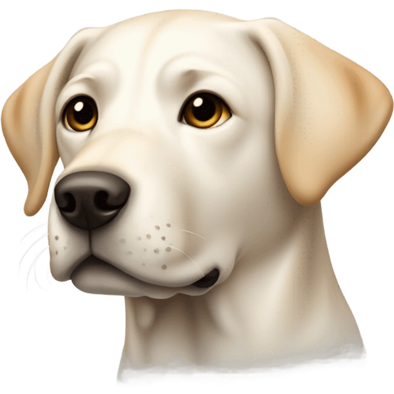 White Labrador with darker tan edges and on the tips  ears  emoji