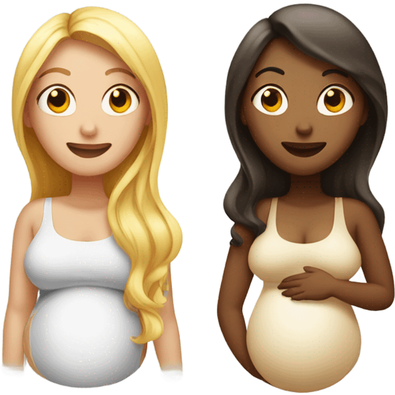 2 pregnant women talking - one white and one kinda tan emoji