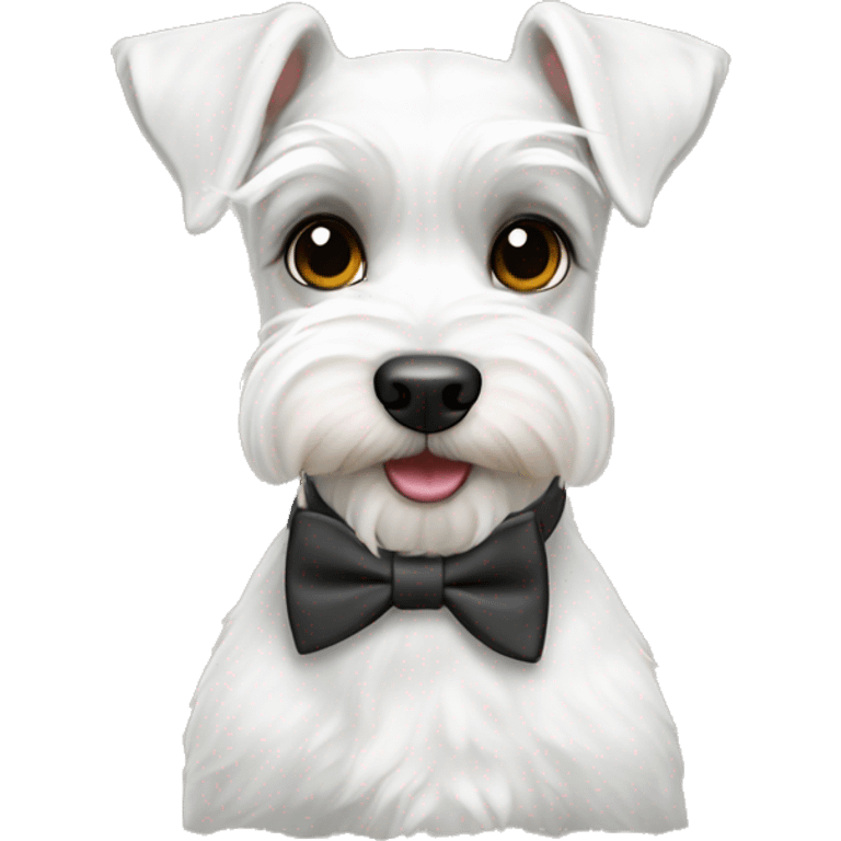 Miniature white German schnauzers are wearing a bowtie emoji