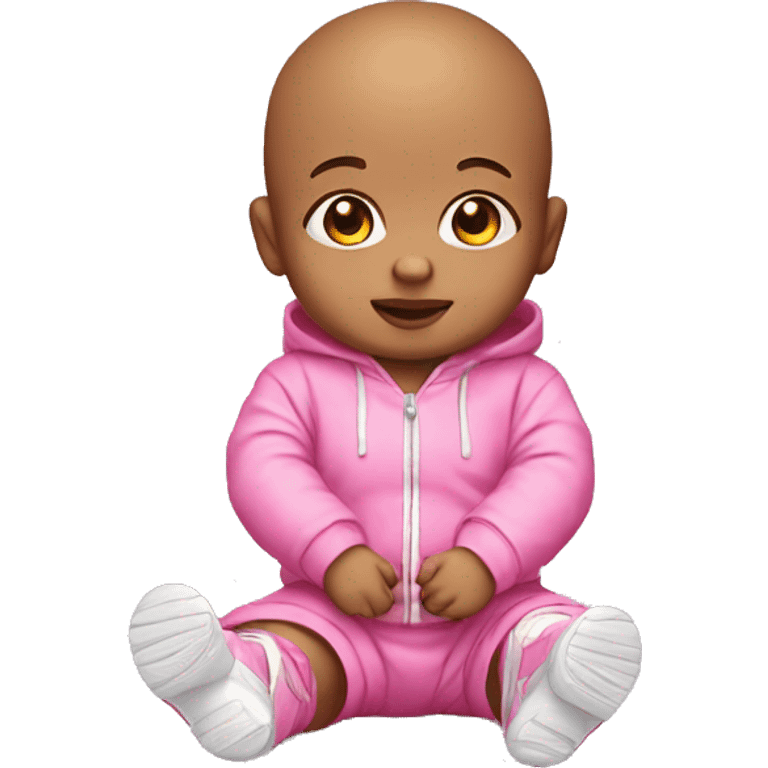 Design a Realistic Baby Emojis in Pink Outfit and Knee Sneakers Praying emoji