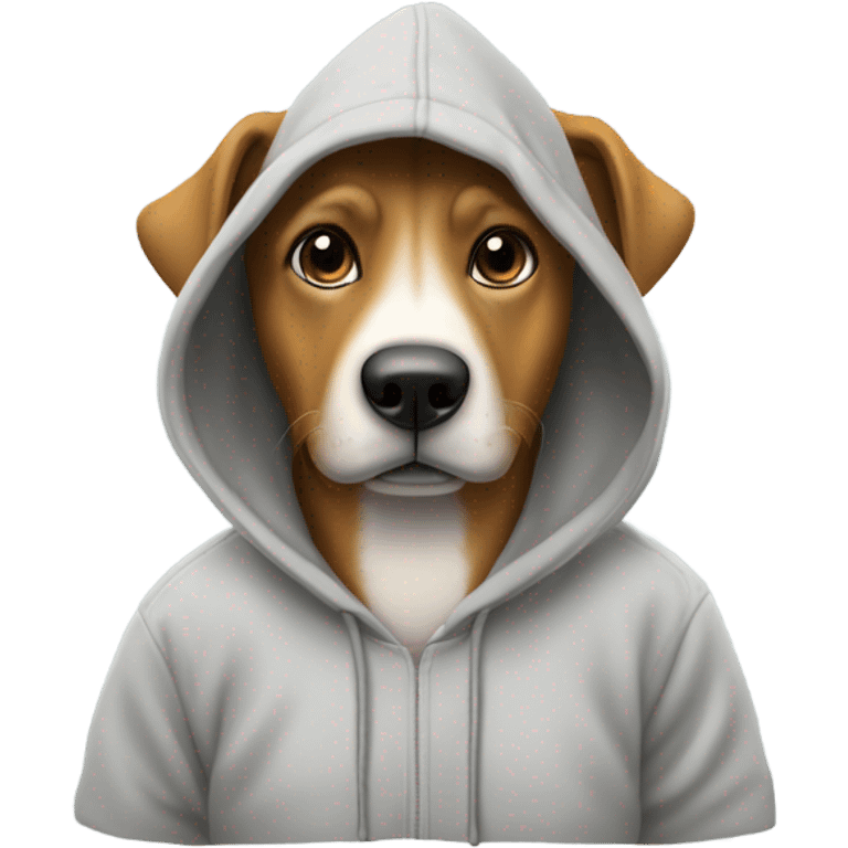 Ein Hund mit einem Hoodie der winkt emoji