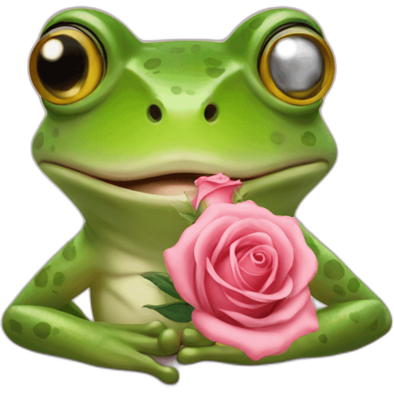 Frog with a rose in mouth emoji