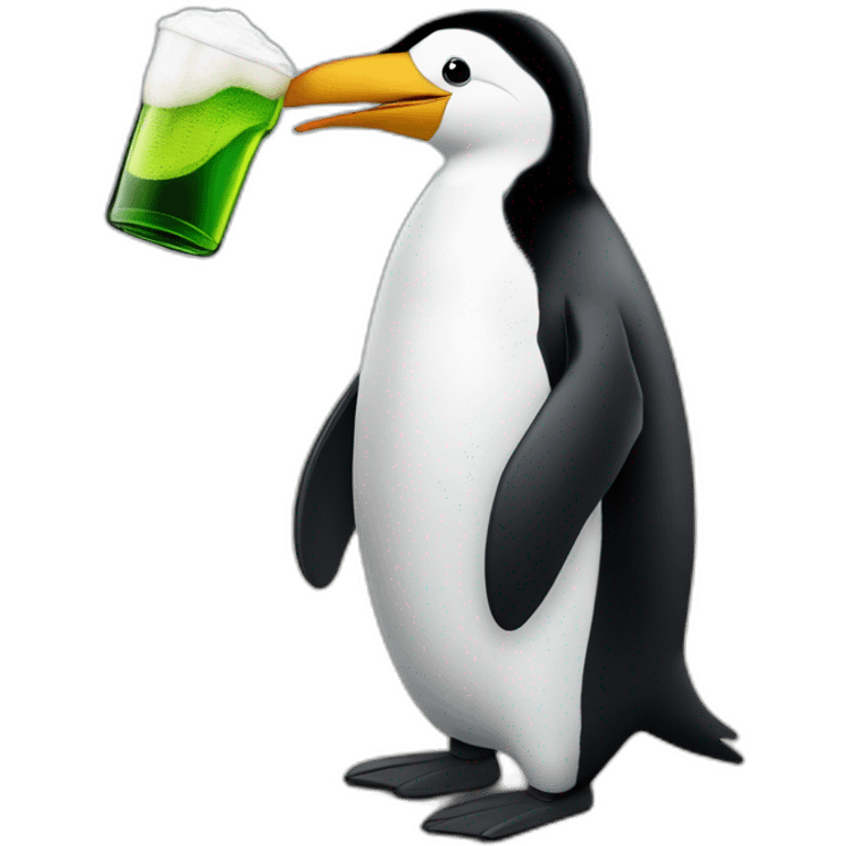 Pingouin qui boit une bierre emoji