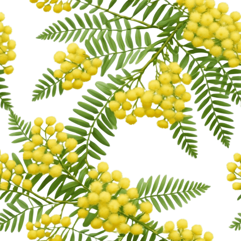 Cinematic Realistic Acacia Emoji, Bright and cheerful, with clusters of fluffy yellow flowers blooming along delicate branches. The wattle’s soft, fern-like leaves sway in the breeze, radiating a sense of warmth and joy. Soft glowing outline, capturing the essence of Australian sunshine, warmth, and beauty in a vibrant acacia tree! emoji