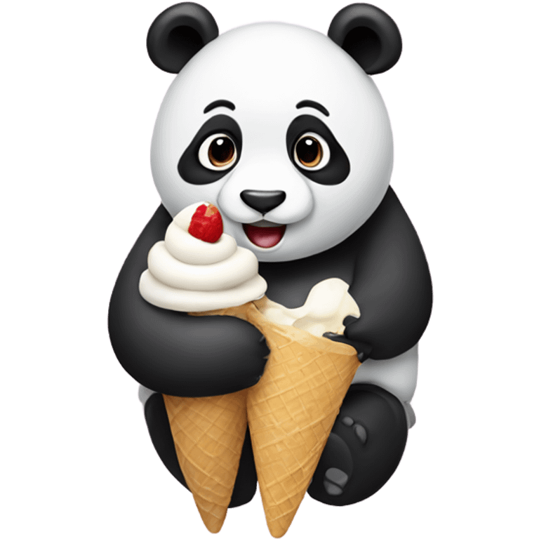 Panda eating ice cream emoji