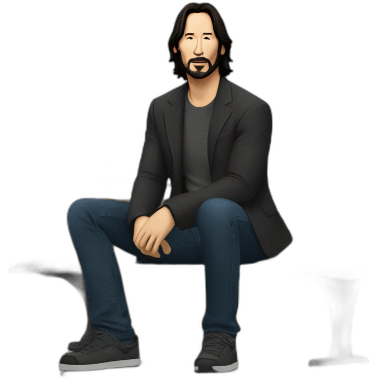 Keanu Reeves sitting on a bench emoji