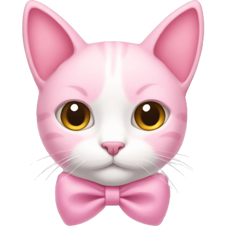 Pink cat with a white bow emoji